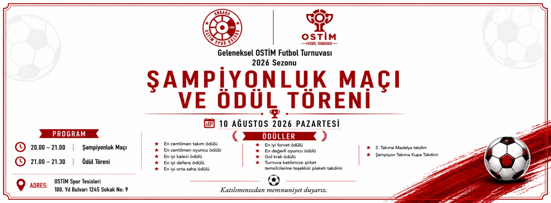 OSTİM Geleneksel Futbol Turnuvası Şampiyonluk Maçı ve Ödül Töreni 